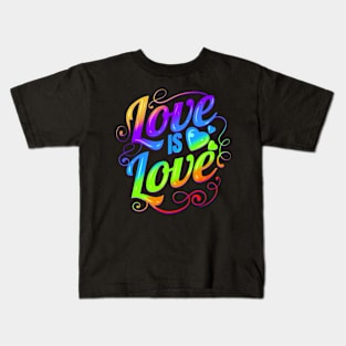 Colorful Love Is Love LGBTQ Logo Pride Month Kids T-Shirt